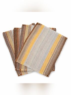 Woven Stripe Dining Placemats - Yellow & Brown